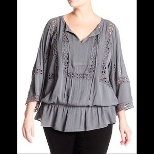 daniel rainn crochet trim peasant blouse